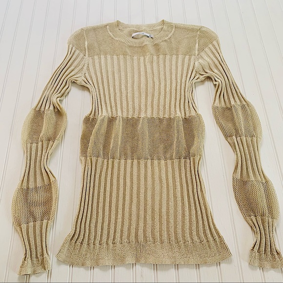 J Brand Sweaters - J Brand Metallic Gold Andrea Ribbed Top